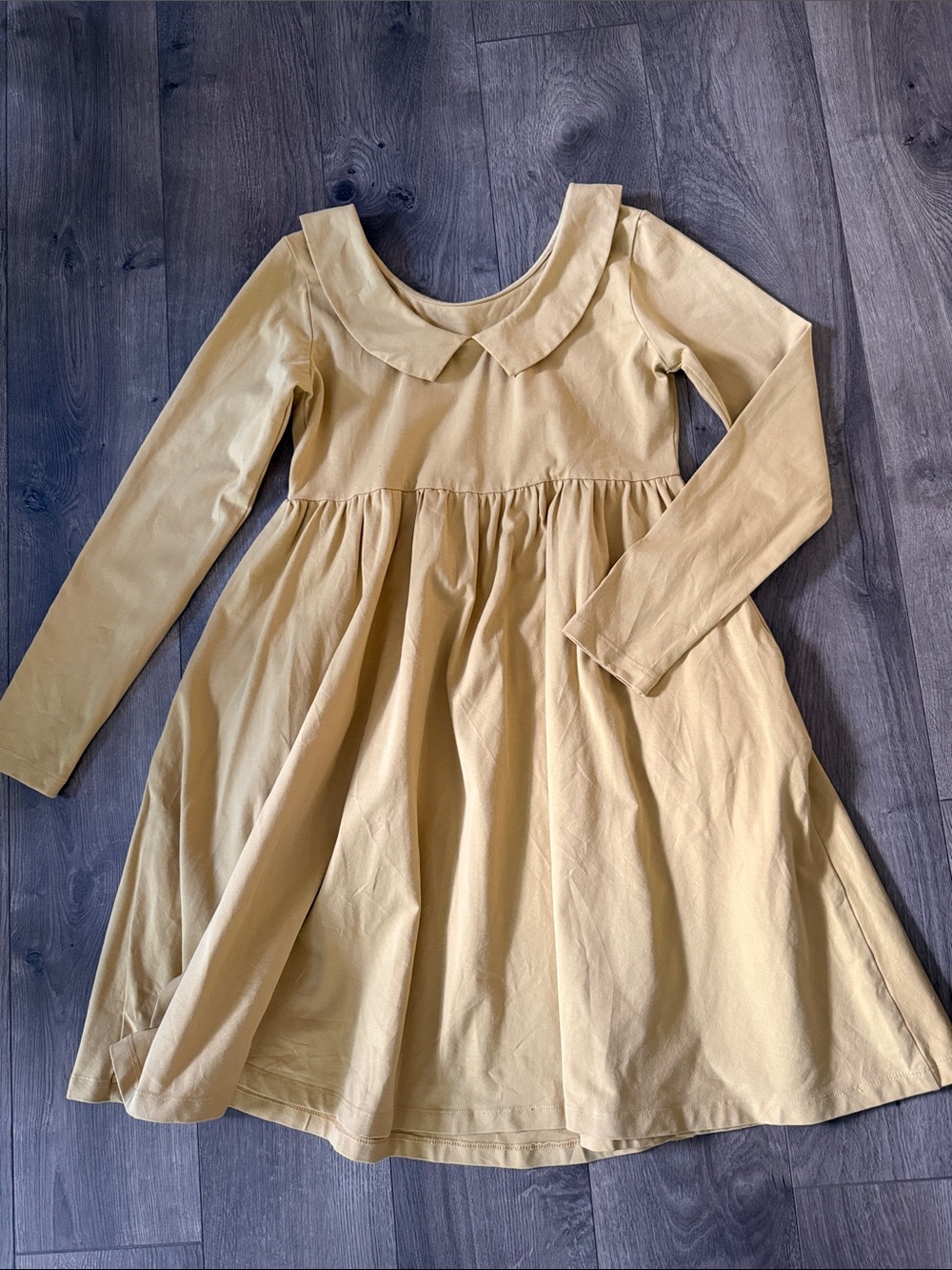 Hanna Andersson Long Sleeve Peter Pan Collar Dress in Mustard Yellow